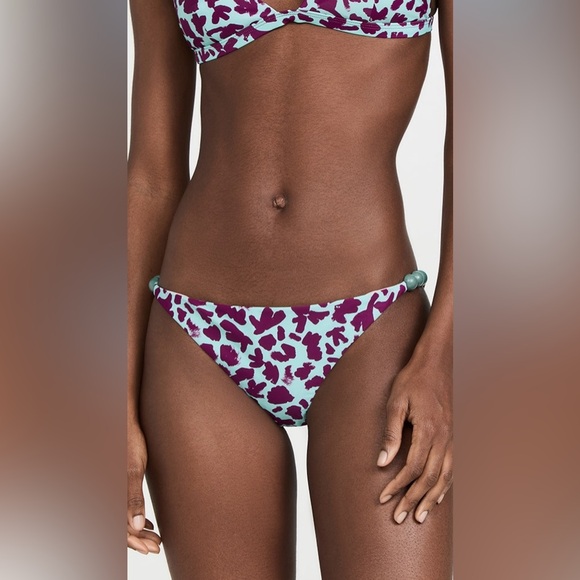 TANYA TAYLOR Large Bikini Bottom Tia Leopard Blue Purple NWT $95 - Picture 1 of 6